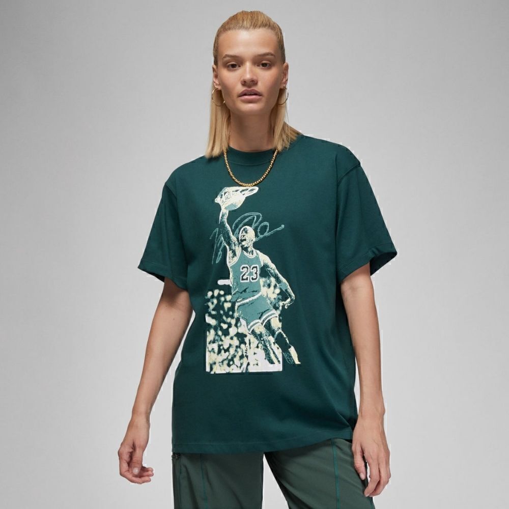 Air Jordan Sport Tee T-Shirt MJ Poster Logo Medium M Midnight Spruce Blue White